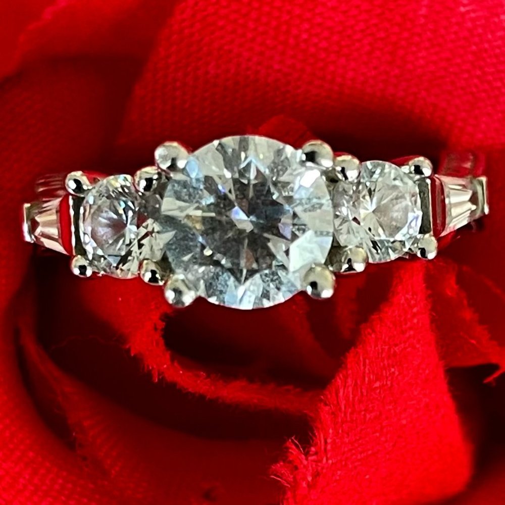 Sterling Silver & CZ Stone Engagement Ring Size 5